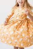 Dandelions in Fall 3/4 Sleeve Pocket Twirl Dress - Aaria Tees Aaria Tees