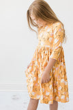 Dandelions in Fall 3/4 Sleeve Pocket Twirl Dress - Aaria Tees Aaria Tees