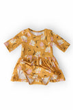 Dandelions in Fall 3/4 Sleeve Twirl Bodysuit - Aaria Tees Aaria Tees