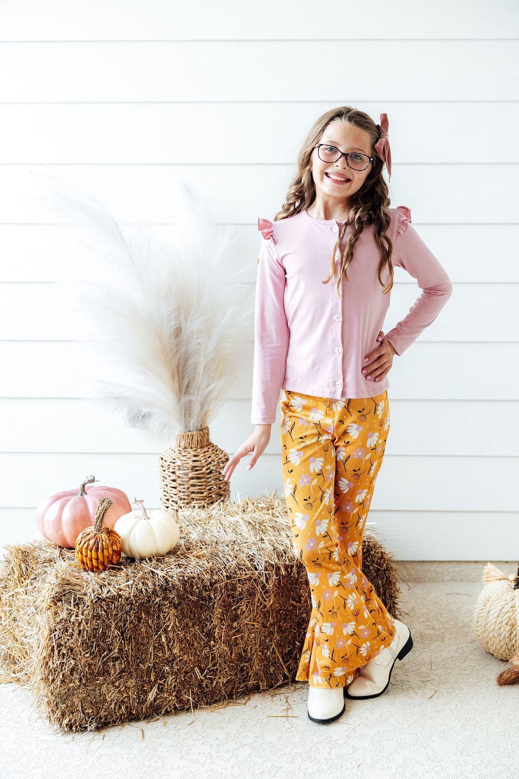 Dandelions in Fall Ribbed Velvet Bells - Aaria Tees Aaria Tees