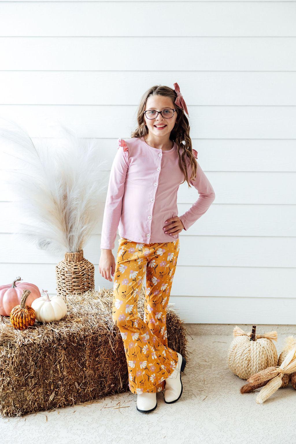 Dandelions in Fall Ribbed Velvet Bells - Aaria Tees
