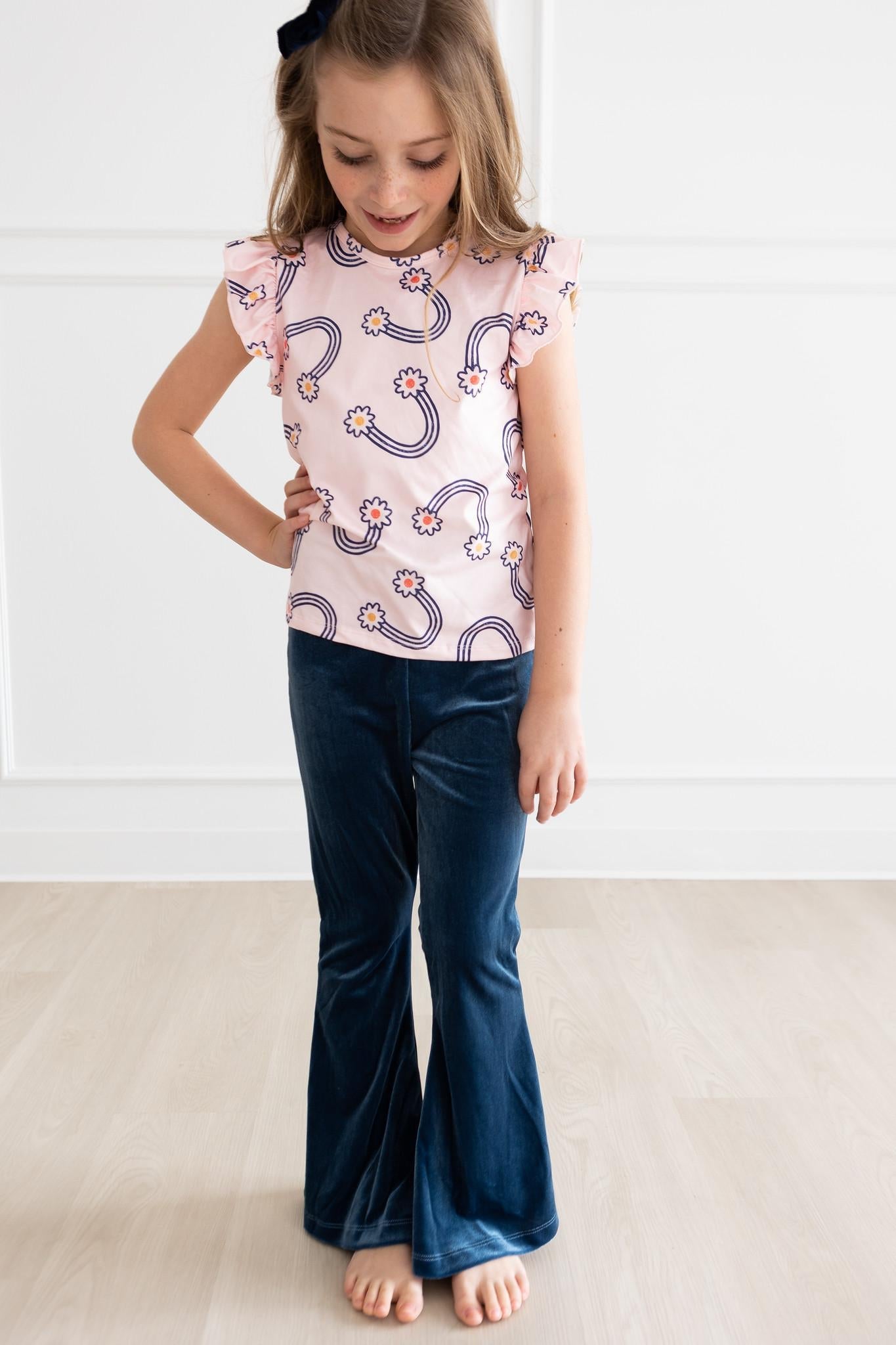 Denim Blue Velvet Bells - Aaria Tees Aaria Tees