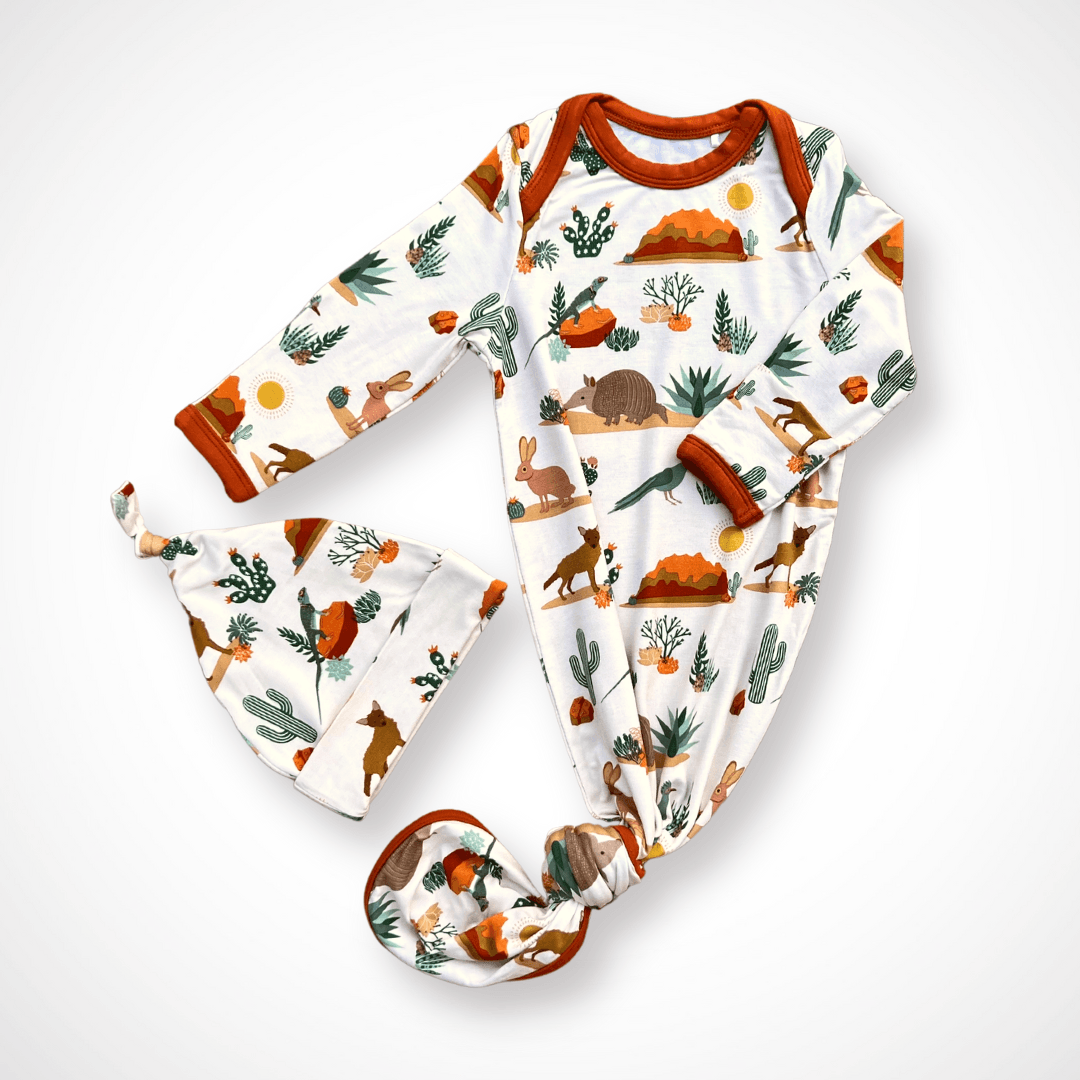 Desert Friends Newborn Bamboo Gown - Aaria Tees Aaria Tees