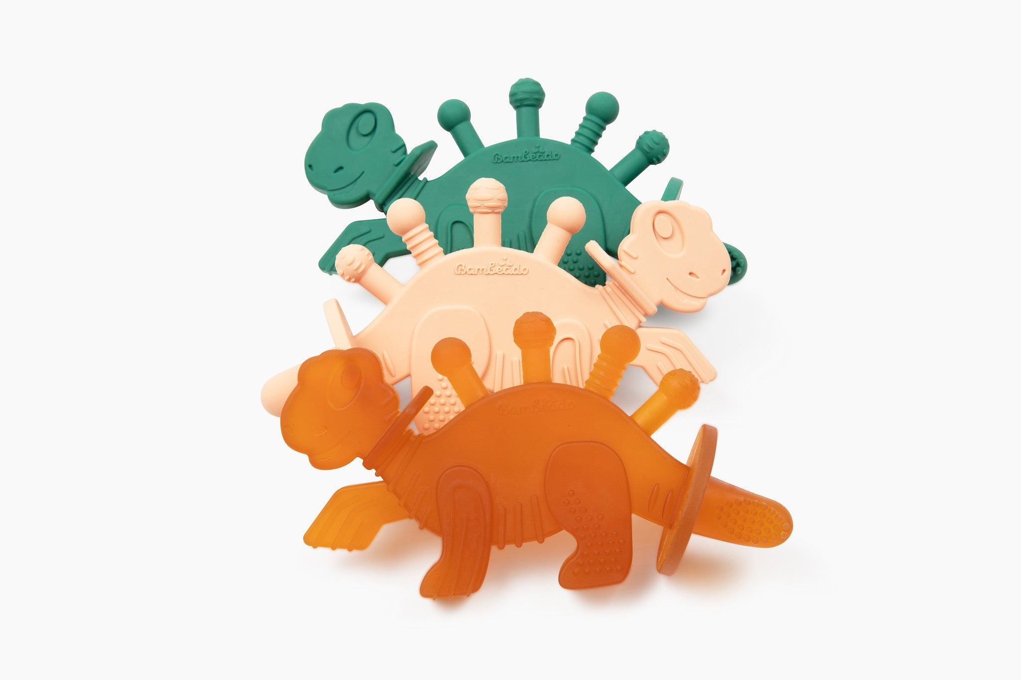 Dibly Amber - Baltic Amber & Natural Rubber Dinosaur Teether with Toothbrush Tail - Aaria Tees Aaria Tees