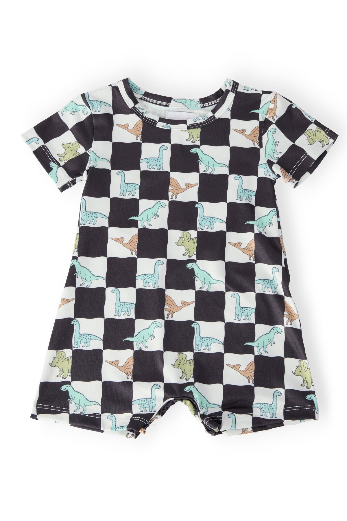 Dino Checkers S/S Shorty One-Piece - Aaria Tees