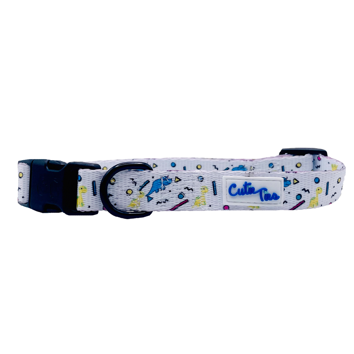 Dino Doggy White Dog Collar