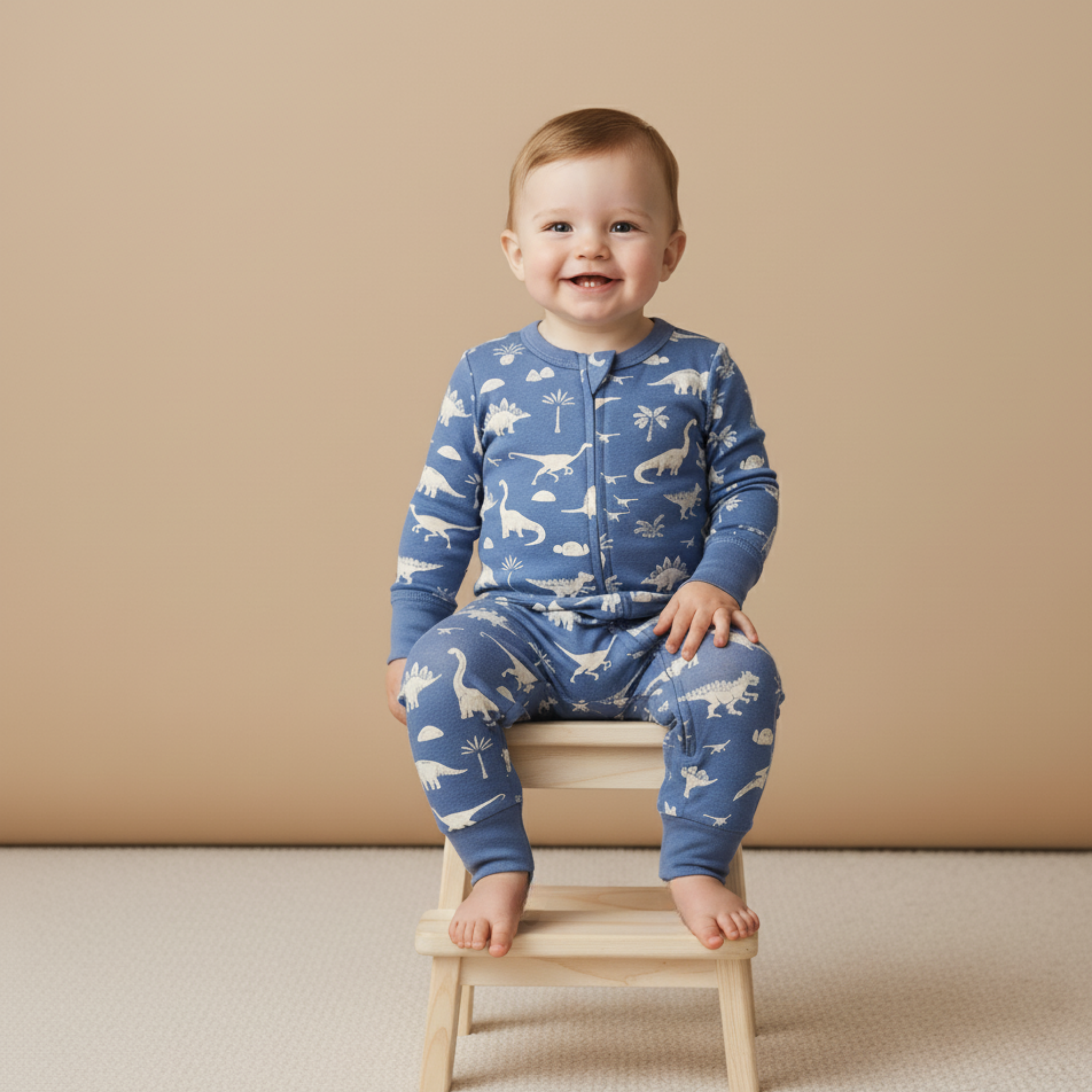 Organic 2-Way Zip Romper - Dino - Aaria Tees Aaria Tees