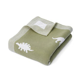 Dinosaur Jacquard Knit Baby Blanket - Aaria Tees Aaria Tees