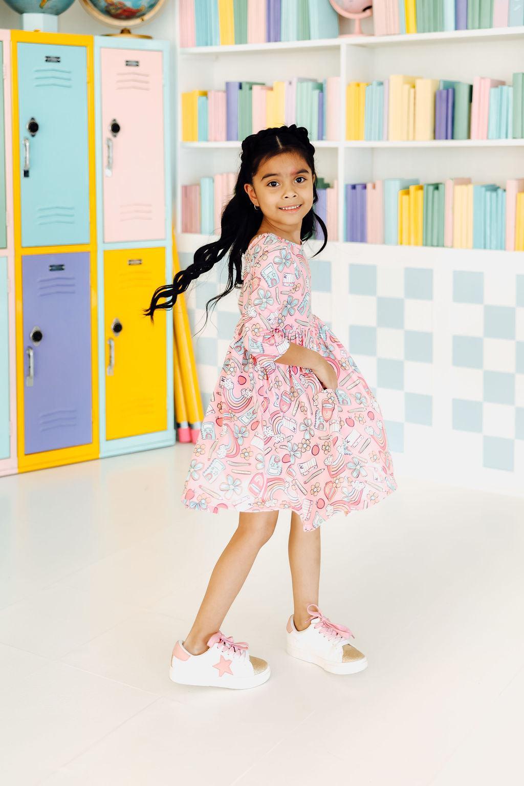 Dream Big Little One 3/4 Pocket Twirl Dress - Aaria Tees Aaria Tees