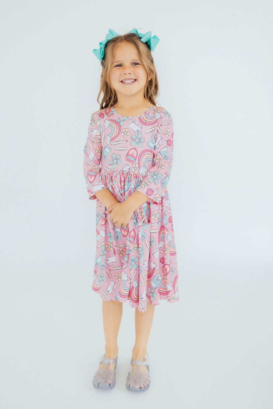 Dream Big Little One 3/4 Pocket Twirl Dress - Aaria Tees Aaria Tees