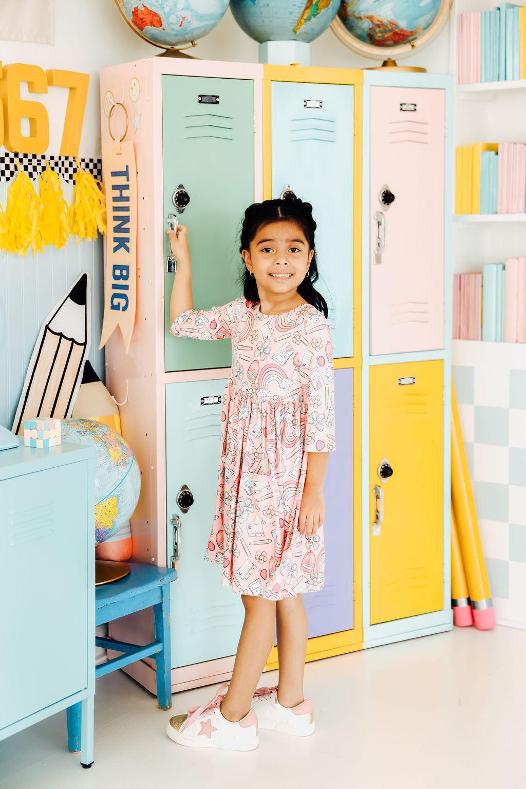 Dream Big Little One 3/4 Pocket Twirl Dress - Aaria Tees