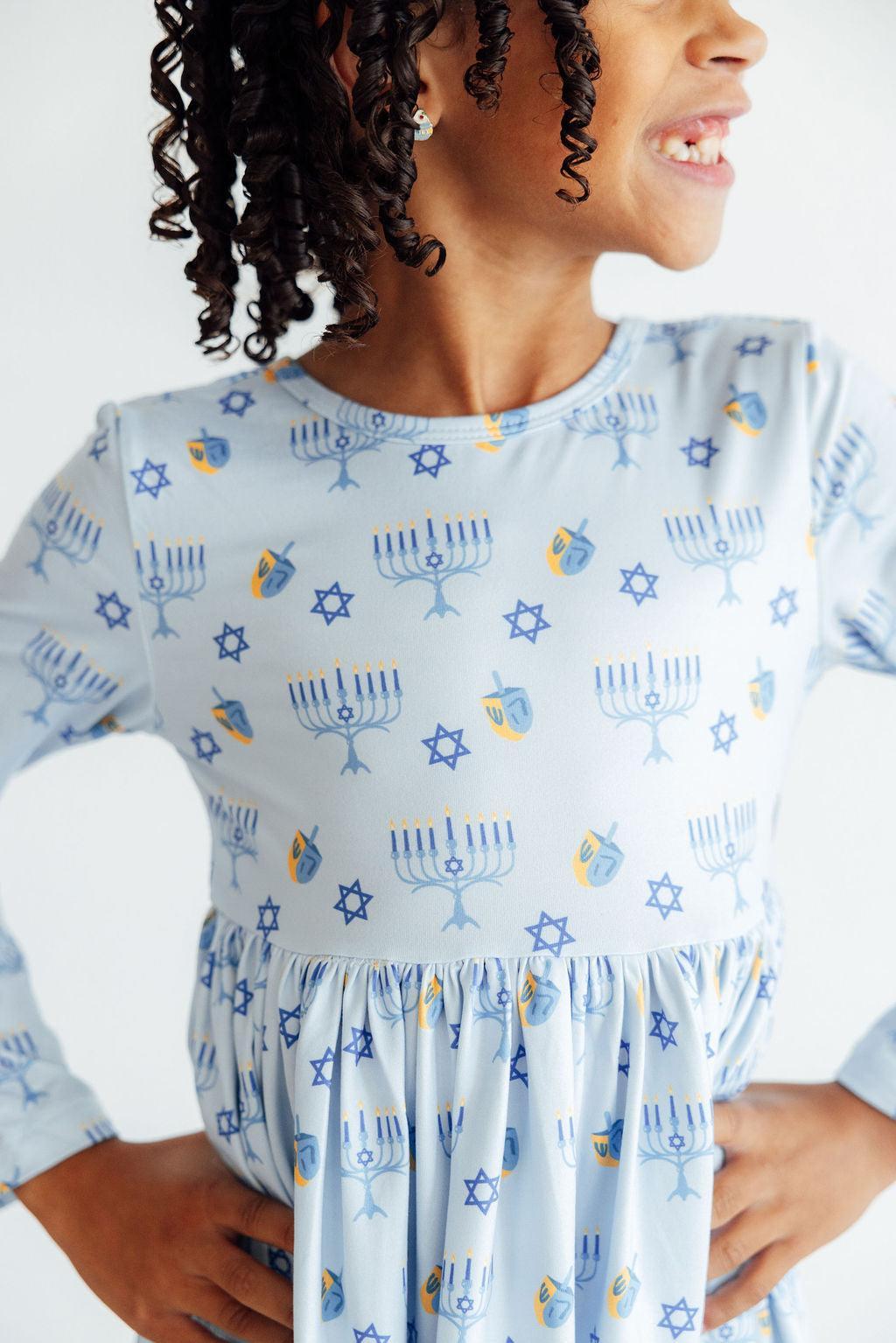 Dreidel Darling L/S Pocket Twirl Dress - Aaria Tees Aaria Tees