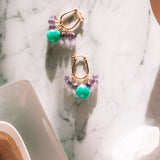 Chrysoprase & Amethyst Gold Earrings Aaria Tees