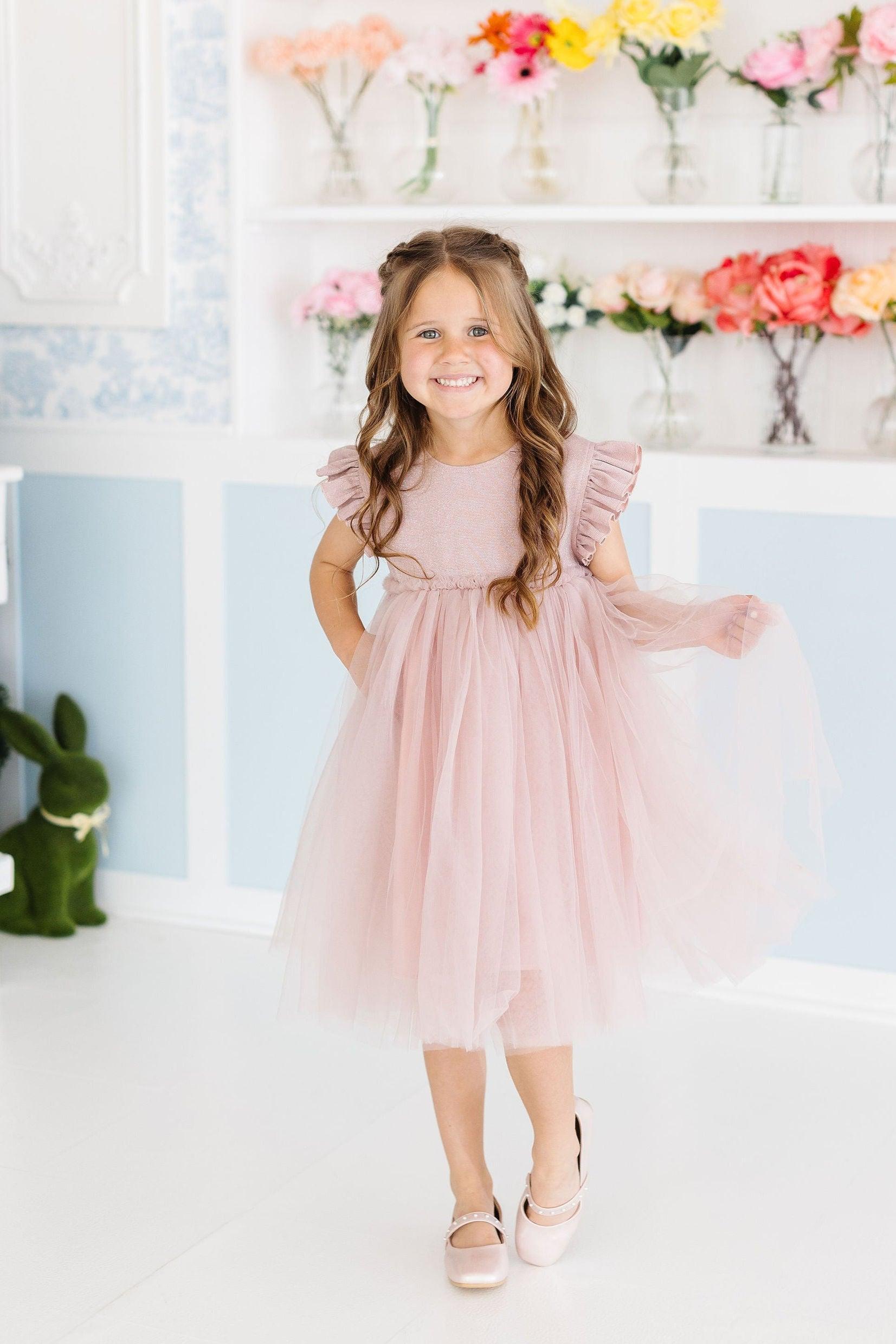 Dusty Pink Shimmer Tutu Dress - Aaria Tees Aaria Tees