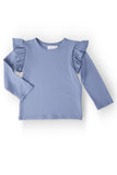 Dusty Blue L/S Ruffle Tee - Aaria Tees Aaria Tees
