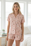Puppy Egg Hunt (Women's Short Sleeve PJ) - Pink - Aaria Tees Aaria Tees