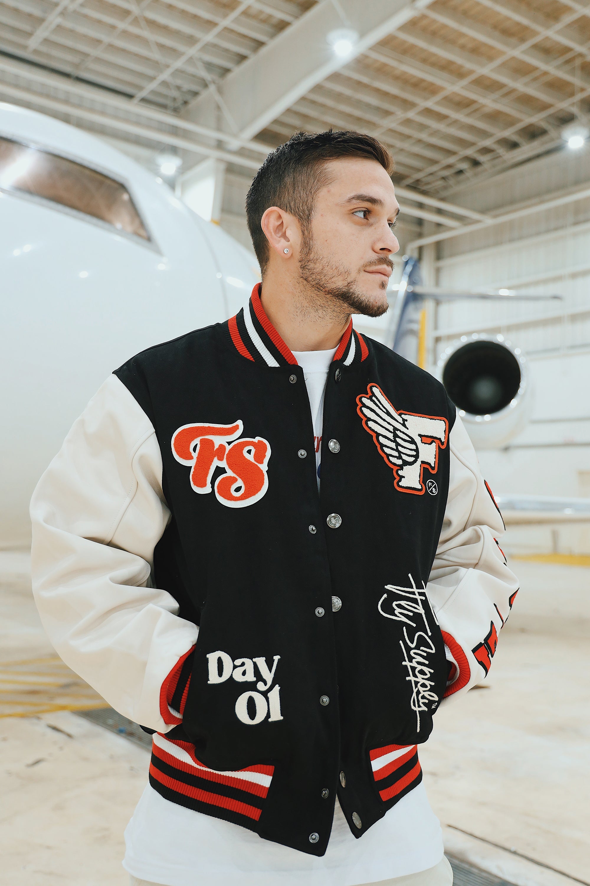 Manifest Varsity Jacket (Black) - Aaria Tees Aaria Tees