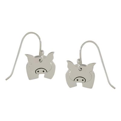 Dancing Pig Sterling Silver Earrings - Aaria Tees Aaria Tees