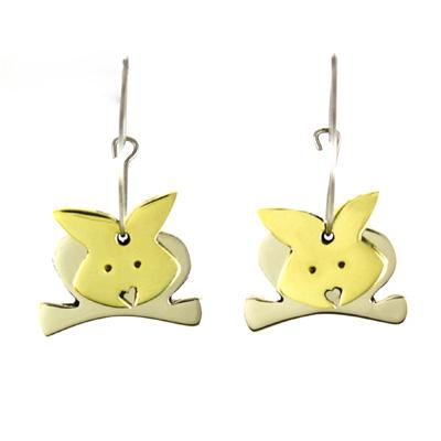 Dancing Rabbit Mixed Metal Earrings - Aaria Tees