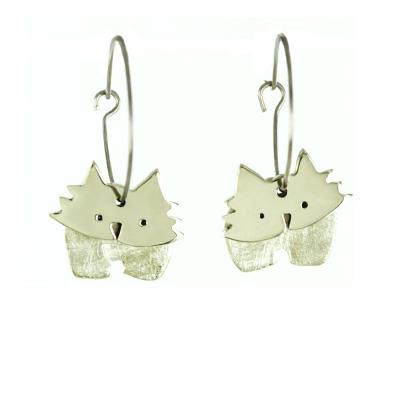 Dancing Cat Silver-Tone Hoop Earrings - Aaria Tees Aaria Tees