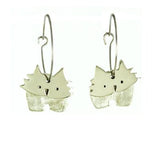Dancing Cat Silver-Tone Hoop Earrings - Aaria Tees Aaria Tees