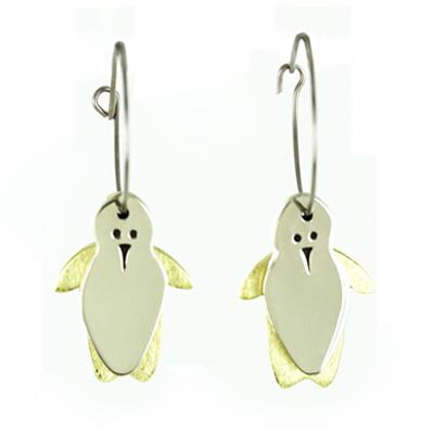 Dancing Penguins Mixed Metal Earrings - Aaria Tees Aaria Tees