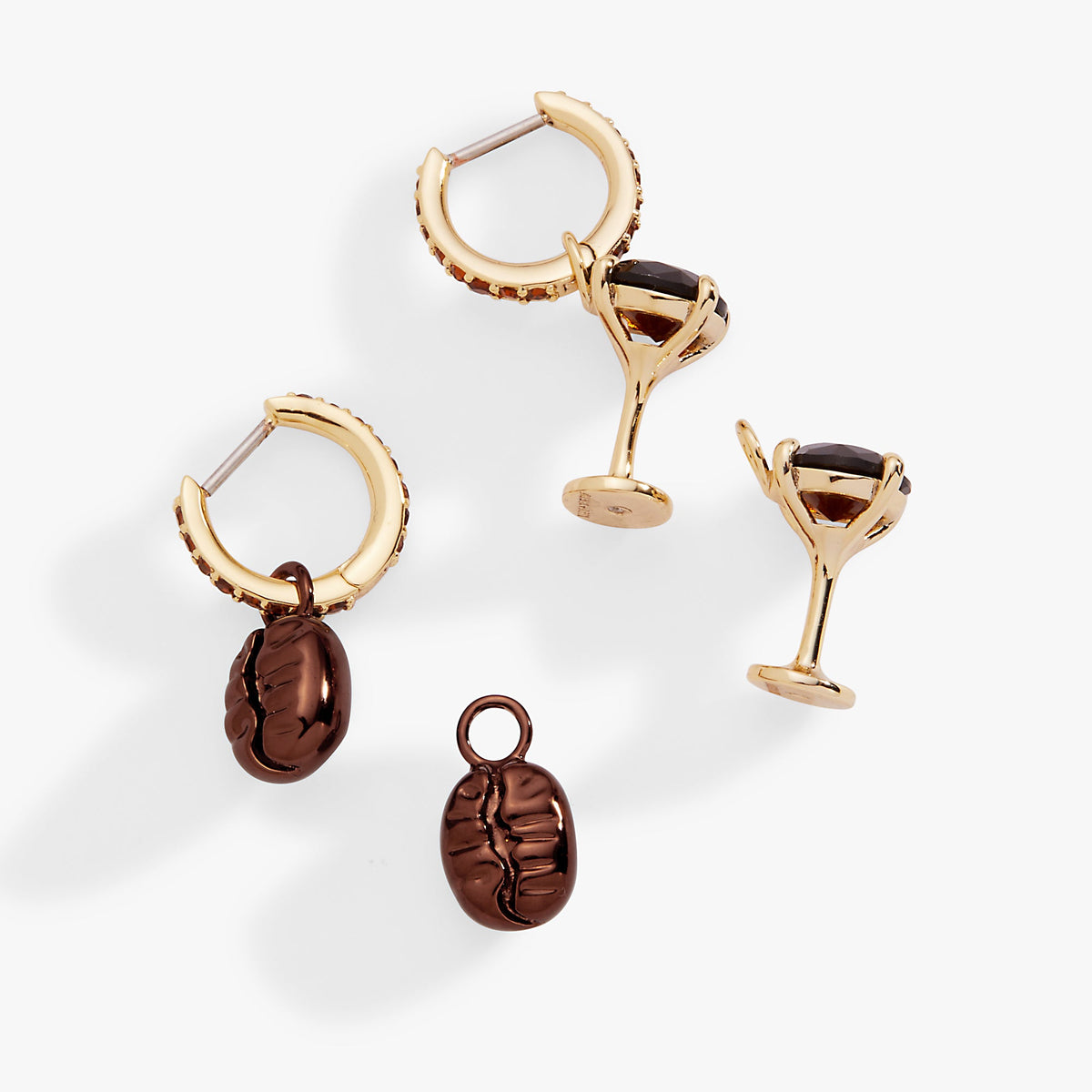 Espresso Martini Interchangeable Charm Huggie Hoop Set of 2 - Aaria Tees