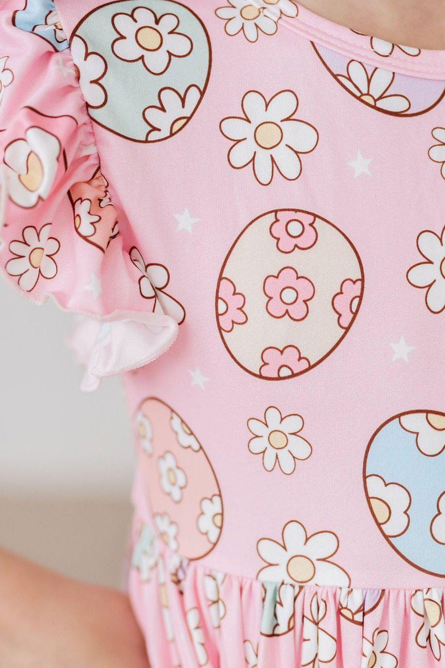 Easter Egg Hunt Flutter Sleeve Twirl Dress - Aaria Tees Aaria Tees