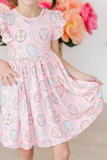 Easter Egg Hunt Flutter Sleeve Twirl Dress - Aaria Tees Aaria Tees