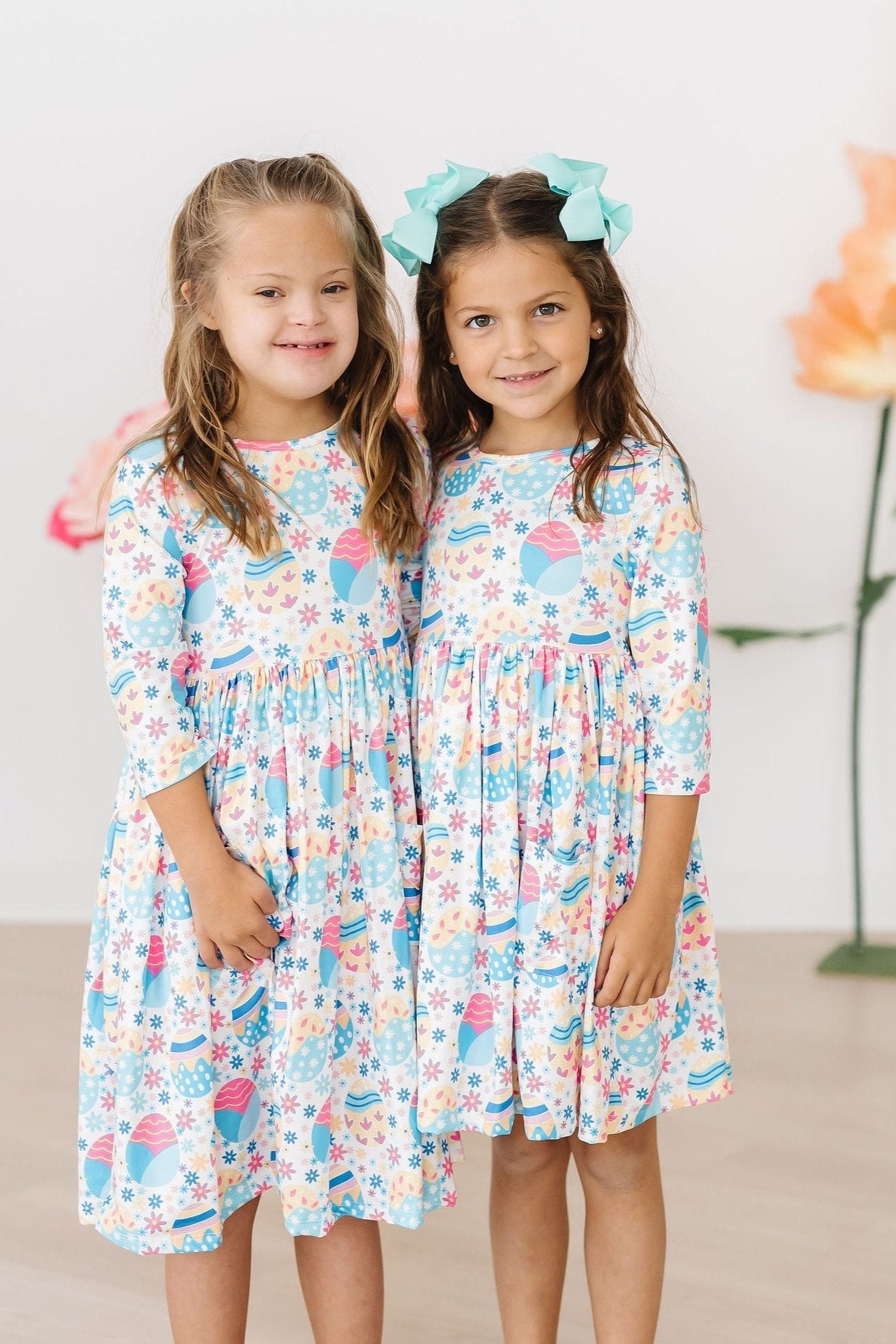 Egg-cellent 3/4 Sleeve Pocket Twirl Dress - Aaria Tees Aaria Tees