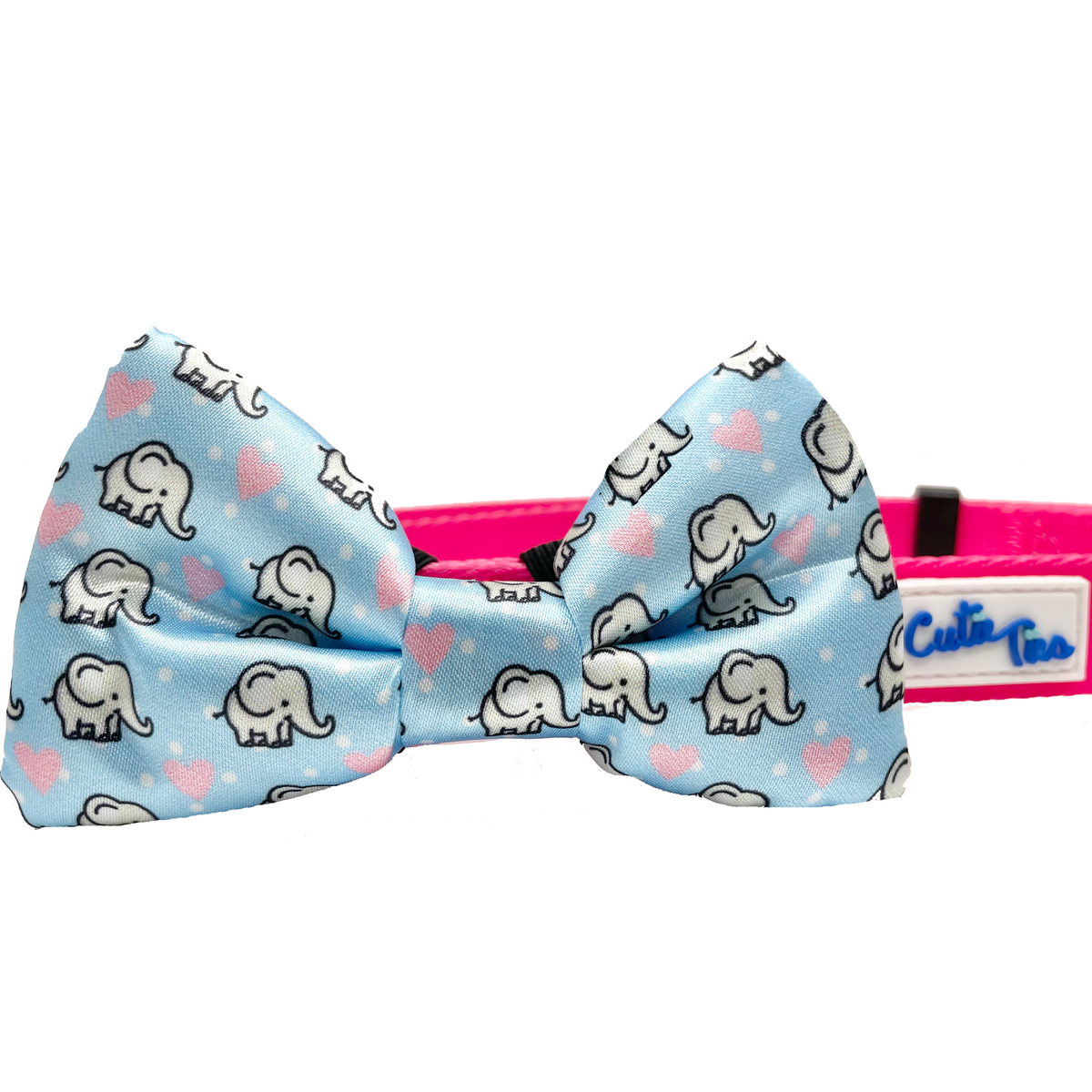 Elephant Love Blue Dog Bow Tie