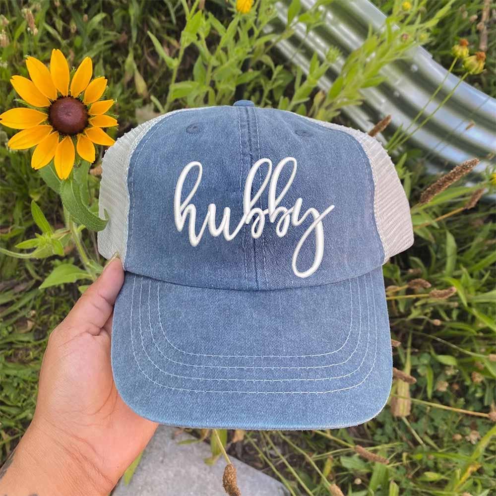 Embroidered Wifey/Hubby Trucker Hat – Anniversary Gift Cap - Aaria Tees Aaria Tees