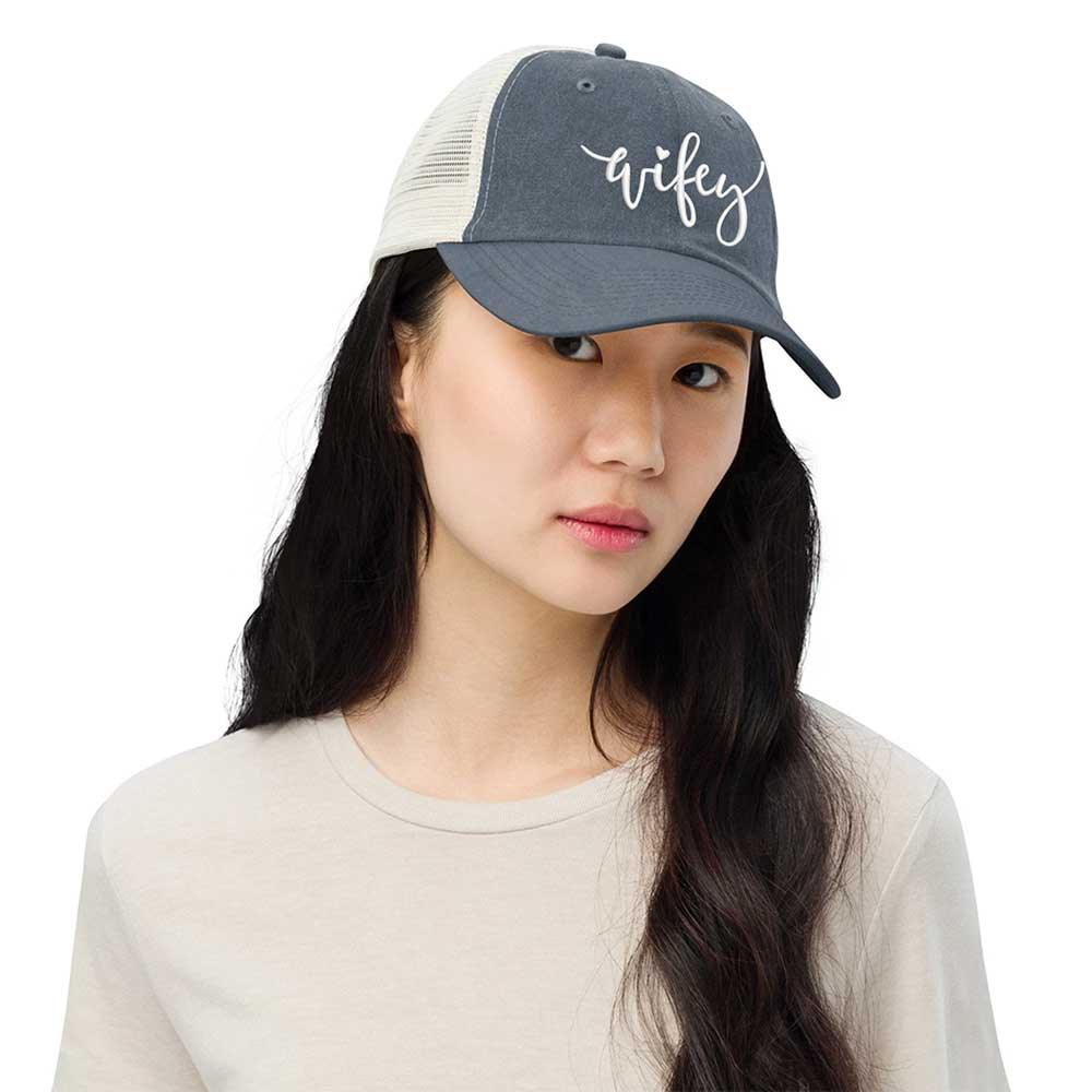 Embroidered Wifey/Hubby Trucker Hat – Anniversary Gift Cap - Aaria Tees Aaria Tees