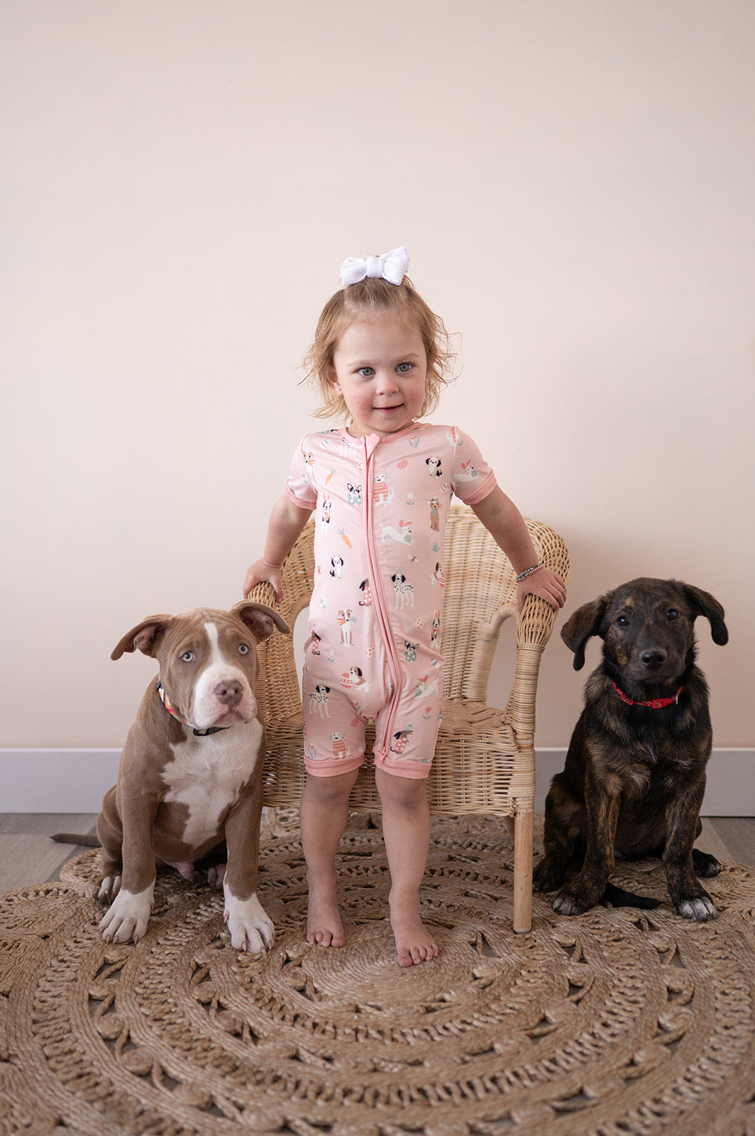 Puppy Egg Hunt (Romper) - Pink - Aaria Tees