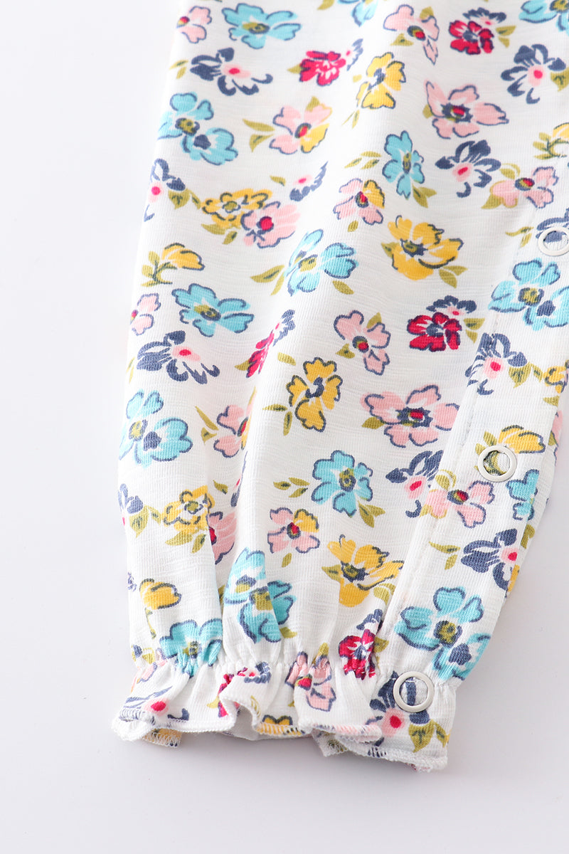 Platinum mint floral print baby girl romper - Aaria Tees Aaria Tees