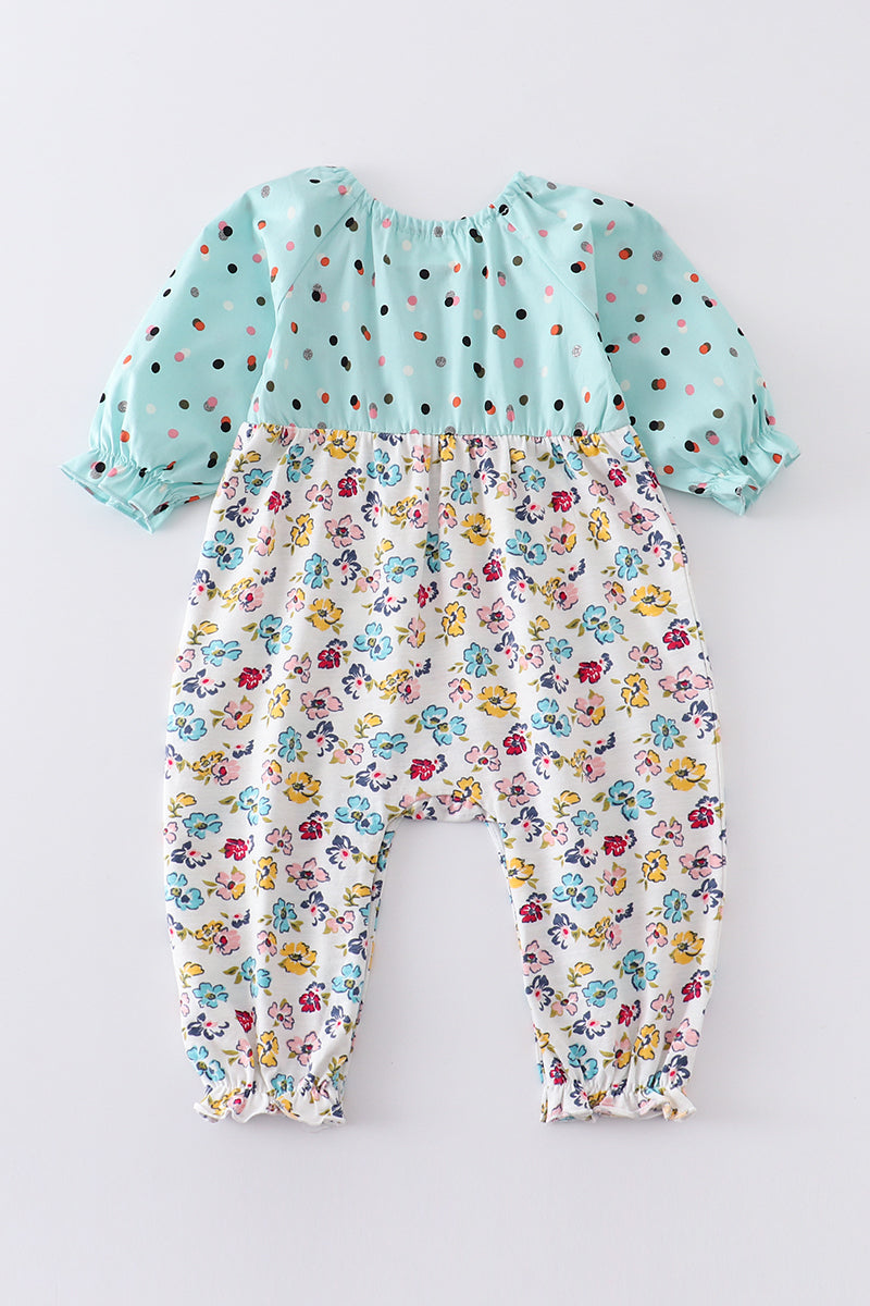 Platinum mint floral print baby girl romper - Aaria Tees Aaria Tees