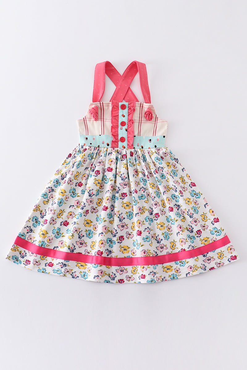 Platinum floral print strap girl dress - Aaria Tees Aaria Tees