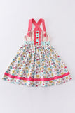 Platinum floral print strap girl dress - Aaria Tees Aaria Tees