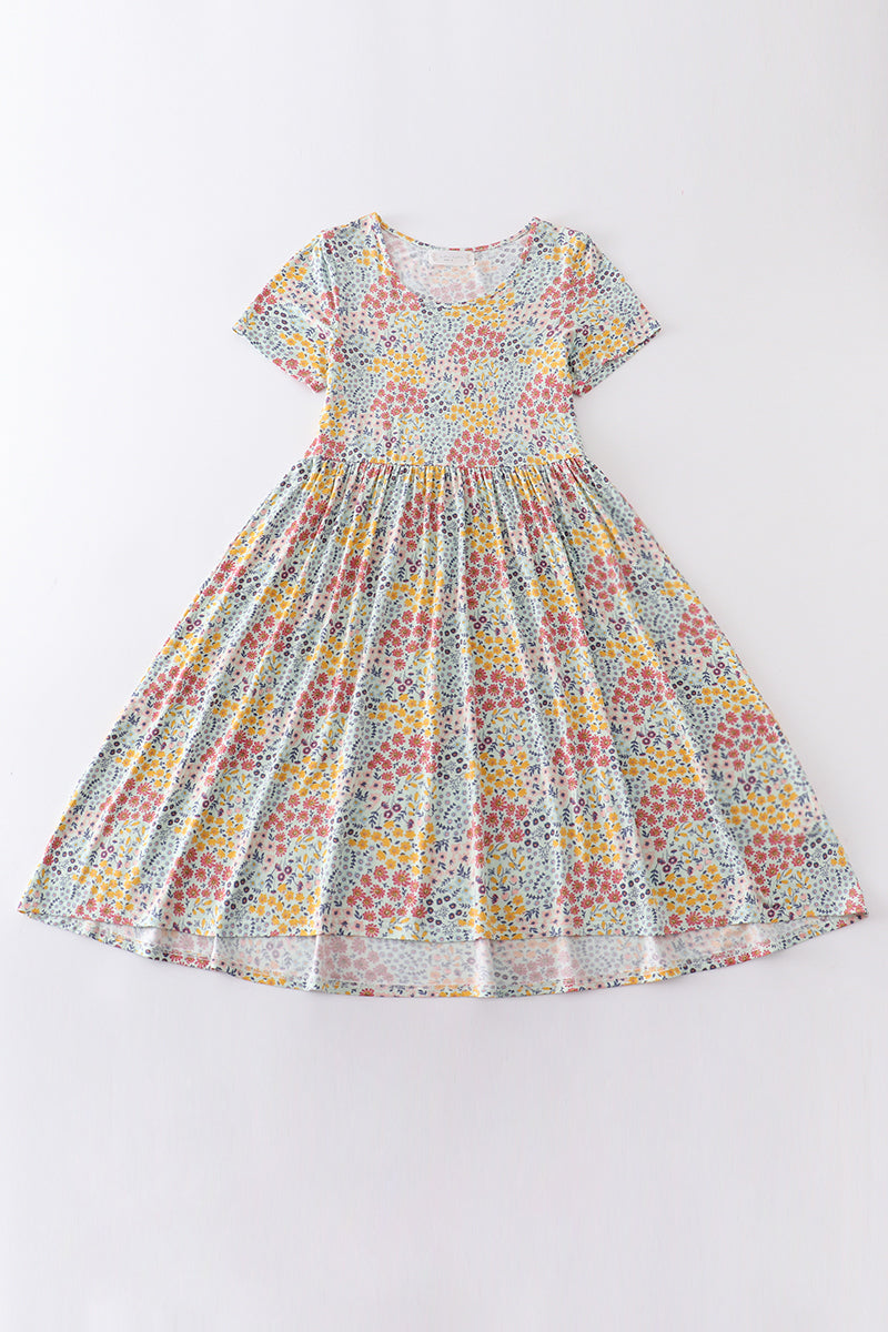 Platinum floral print dress for adult - Aaria Tees Aaria Tees