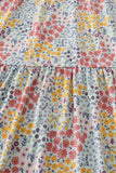 Platinum flroal print stripe tiered dress for adult - Aaria Tees Aaria Tees