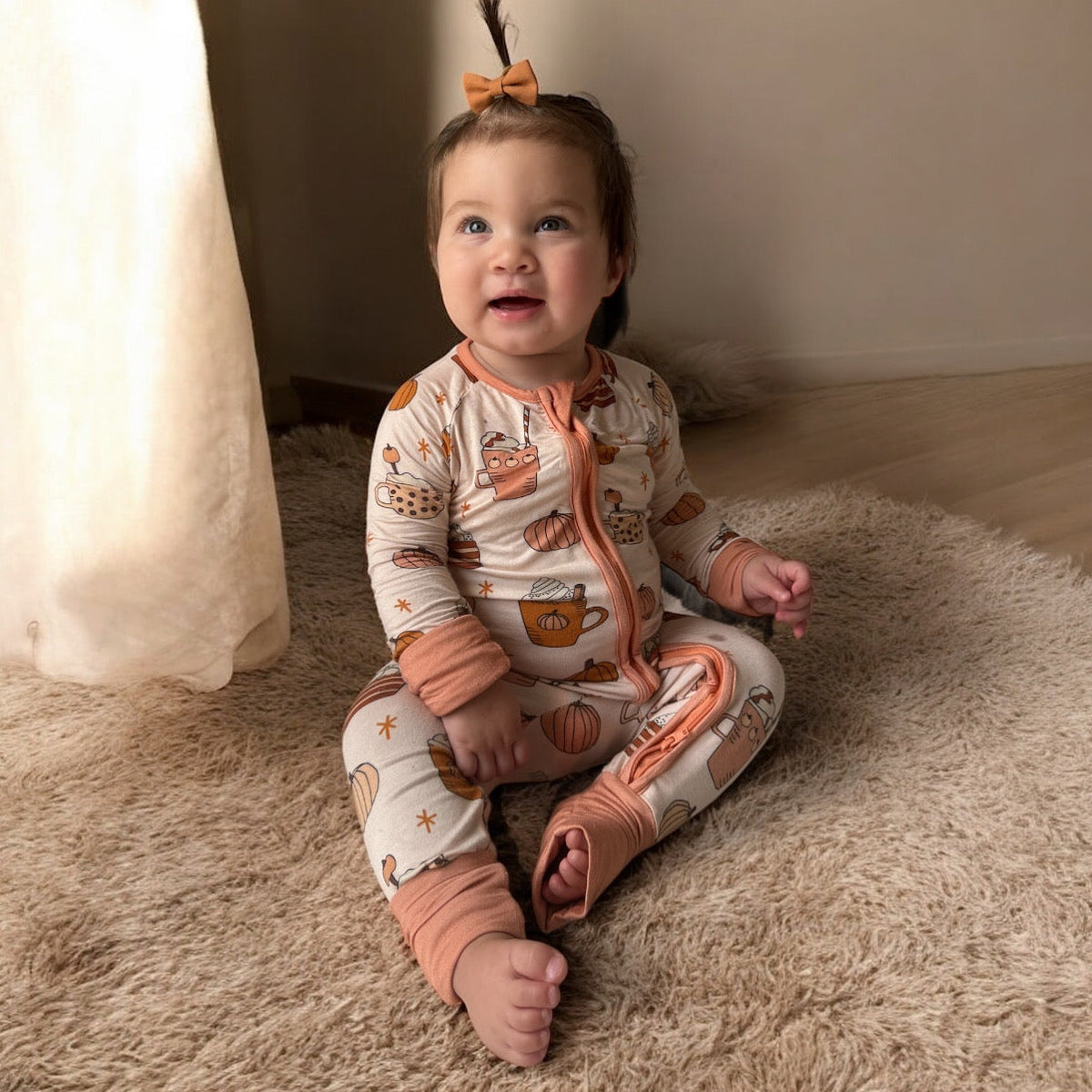 Pumpkin Spice (Convertible Zip Footies) - Aaria Tees