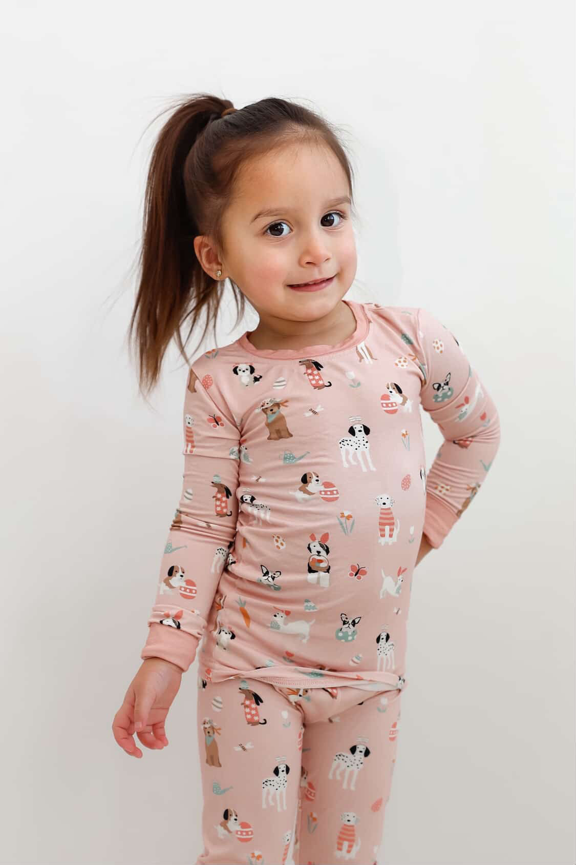 Puppy Egg Hunt (Long Sleeve PJ) - Pink - Aaria Tees
