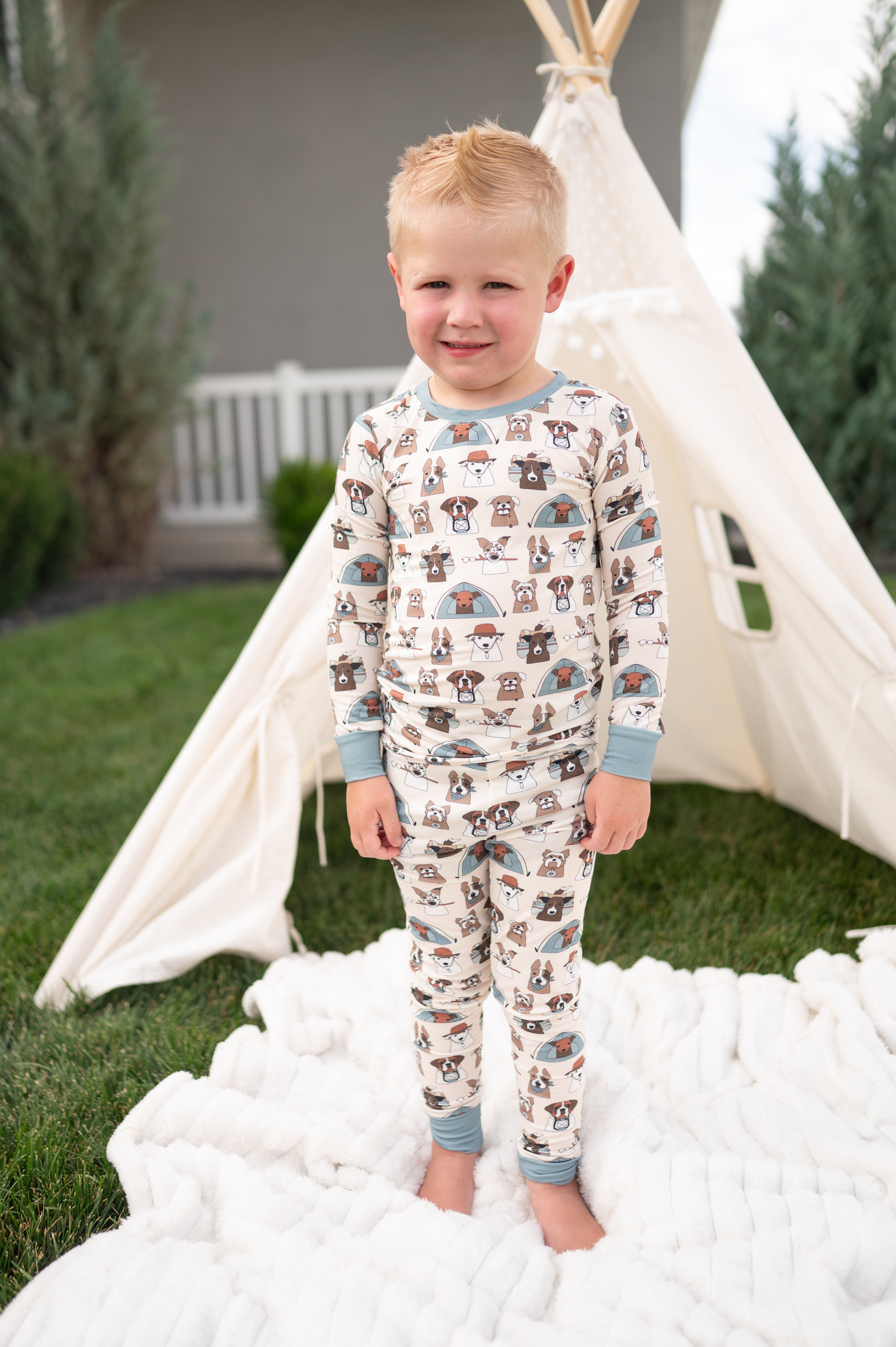 Camp Paws (Long Sleeve PJ) - Blue - Aaria Tees Aaria Tees