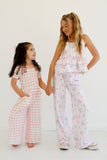 Falling for Luxe- Bubblegum Check Romper Aaria Tees