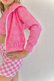 Pretty in motion- bubblegum check (jacket only) Aaria Tees
