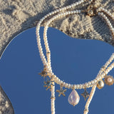 Eternal Afterglow Pearl Seashell Necklace Set Aaria Tees