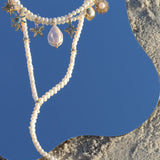 Eternal Afterglow Pearl Seashell Necklace Set Aaria Tees