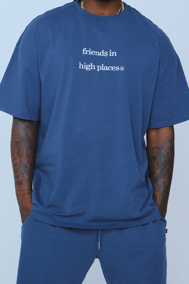 Friends In High Places (Navy - Oversize Shirt) - Aaria Tees Aaria Tees