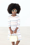 Fall Stripes 3/4 Sleeve Pocket Twirl Dress - Aaria Tees Aaria Tees