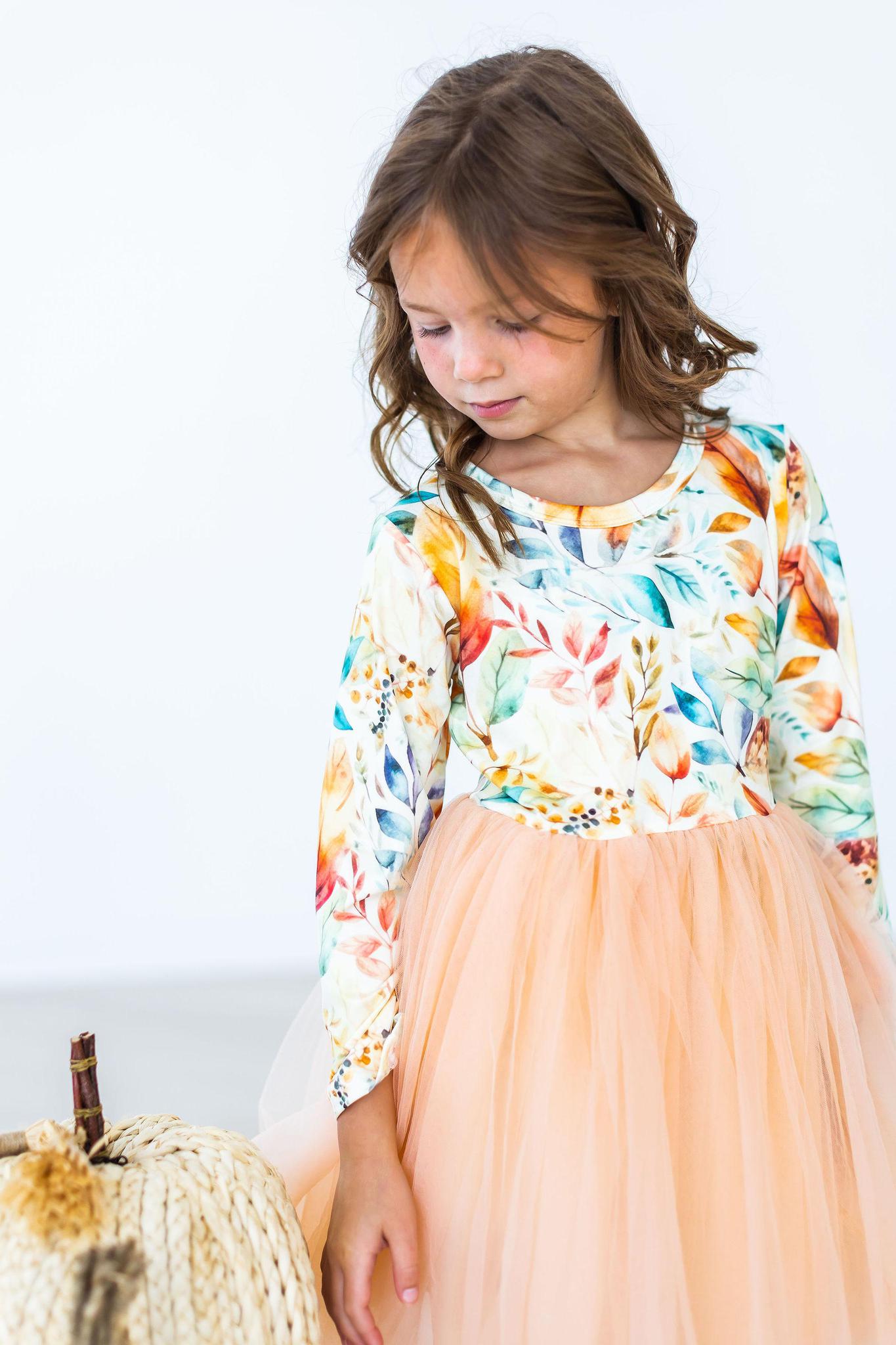 Fall Watercolors L/S Tutu Dress - Aaria Tees Aaria Tees